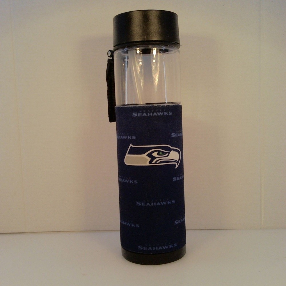 SEATTLE SEAHAWKS Water Bottle Unisex One Size Blue Excellent Travel‎ Sleeve